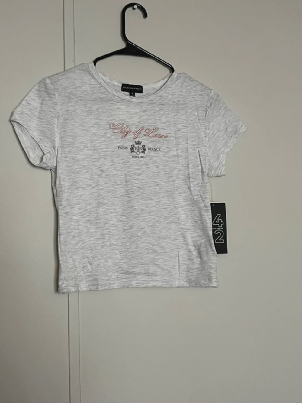 George Light Heather Gray 'City of Love' Short Sleeve Tee with Pink Script